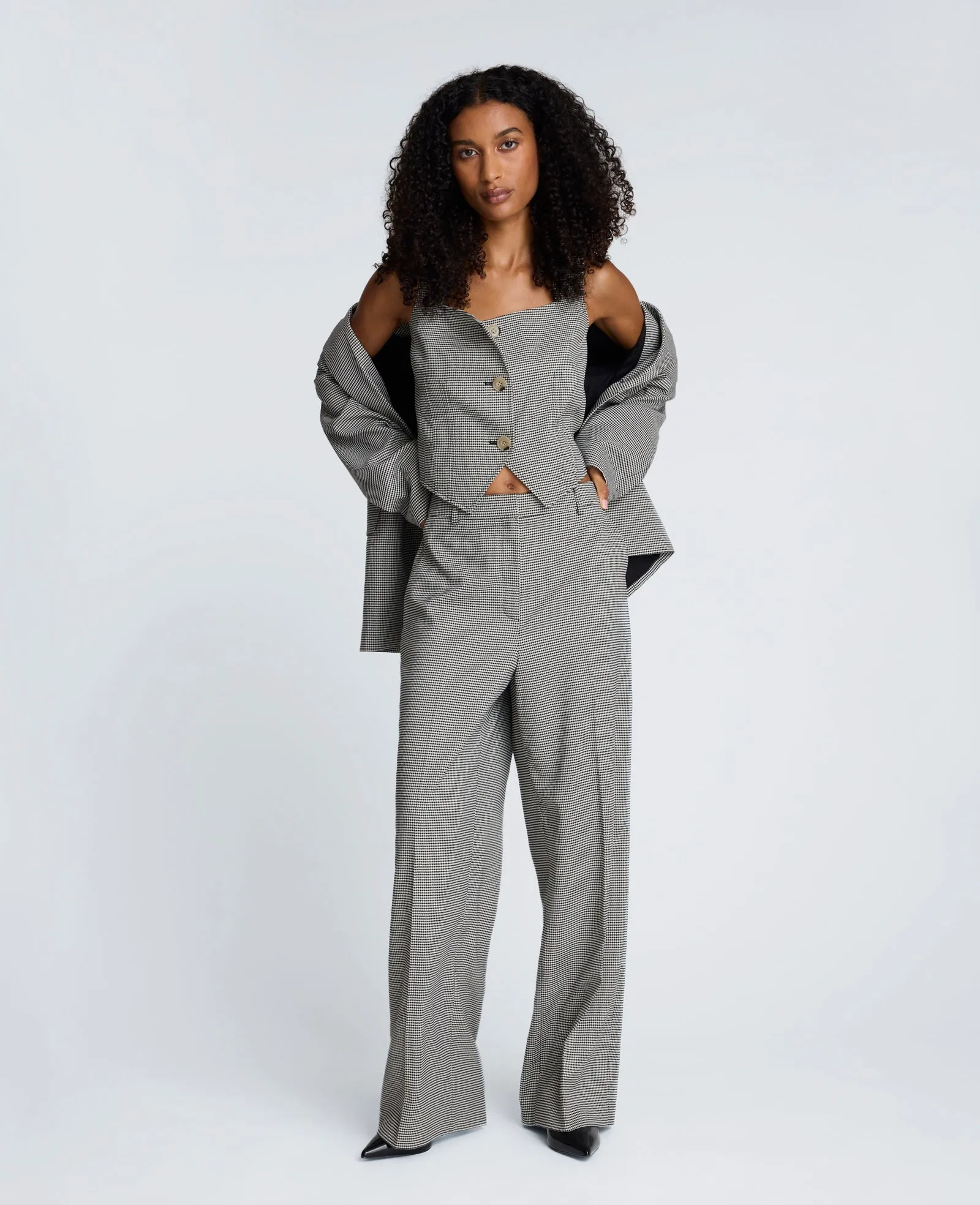 Cropped Fitted Bodice Houndstooth Vest sold by Kenneth Cole product image thumbnail 3