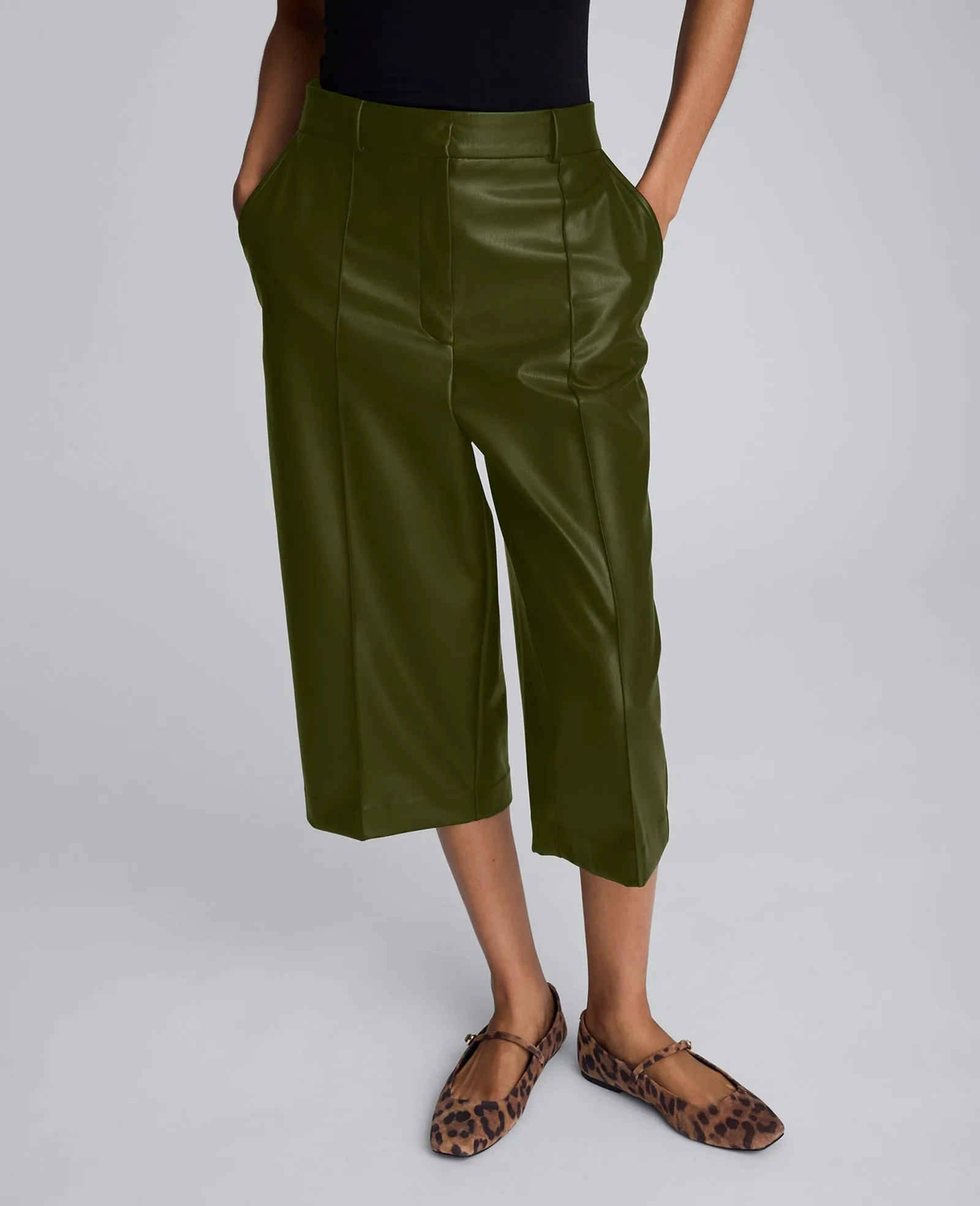 Faux Leather High Rise Pintuck Culotte sold by Kenneth Cole product image thumbnail 4