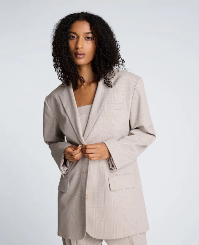 Plaid Three Button Boyfriend Jacket with Flap Pockets sold by Kenneth Cole