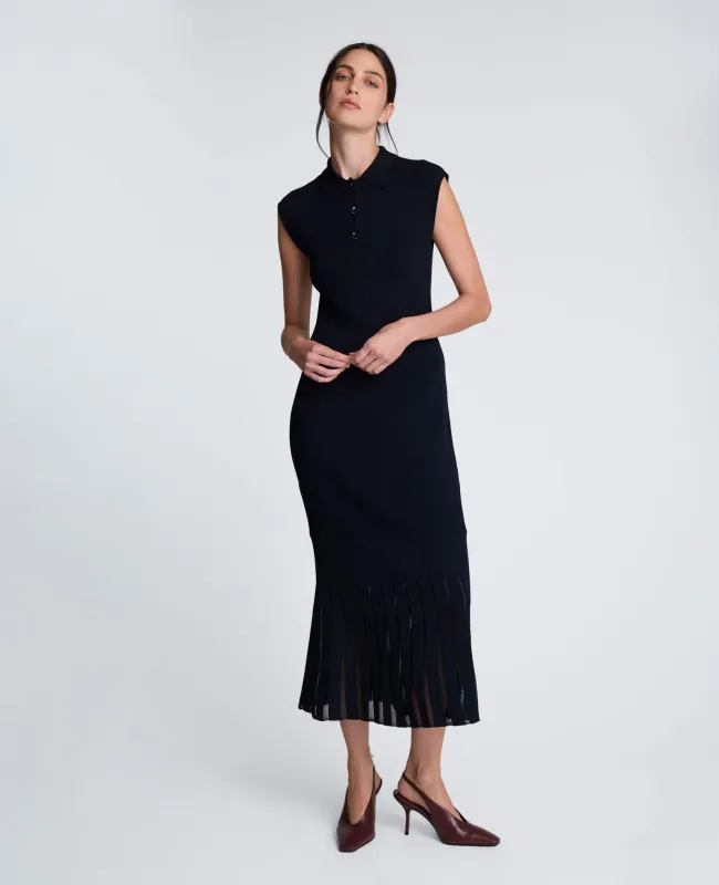 Polo Neck Sweater Dress with Sheer Hem Inserts sold by Kenneth Cole