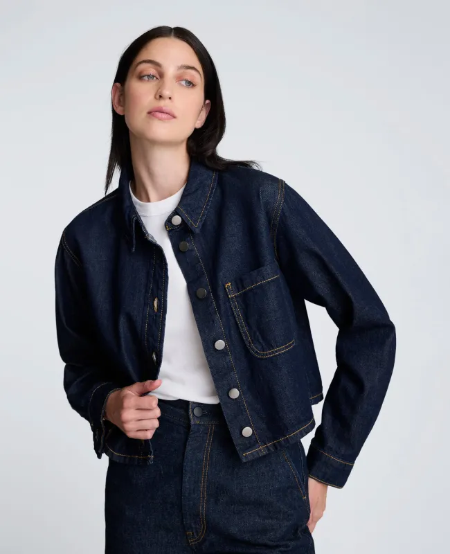 Denim Cropped Button Up Shirt sold by Kenneth Cole