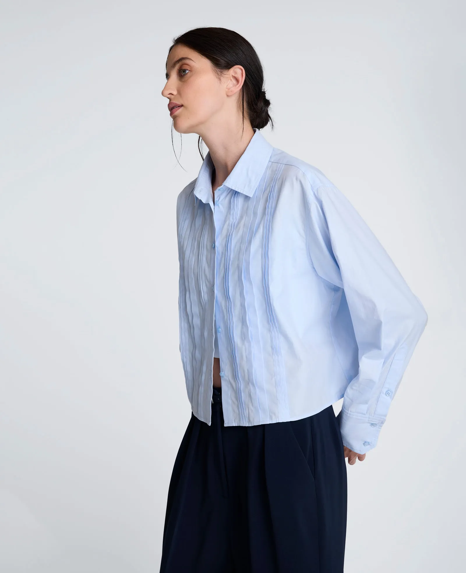 Cropped Tuxedo Style Long Sleeve Button Down Blouse sold by Kenneth Cole product image thumbnail 4