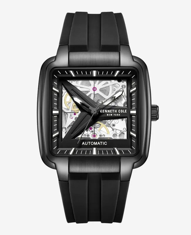 Skeleton Automatic Black Silicone Strap Watch sold by Kenneth Cole