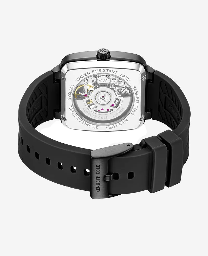 Skeleton Automatic Black Silicone Strap Watch sold by Kenneth Cole product image thumbnail 3