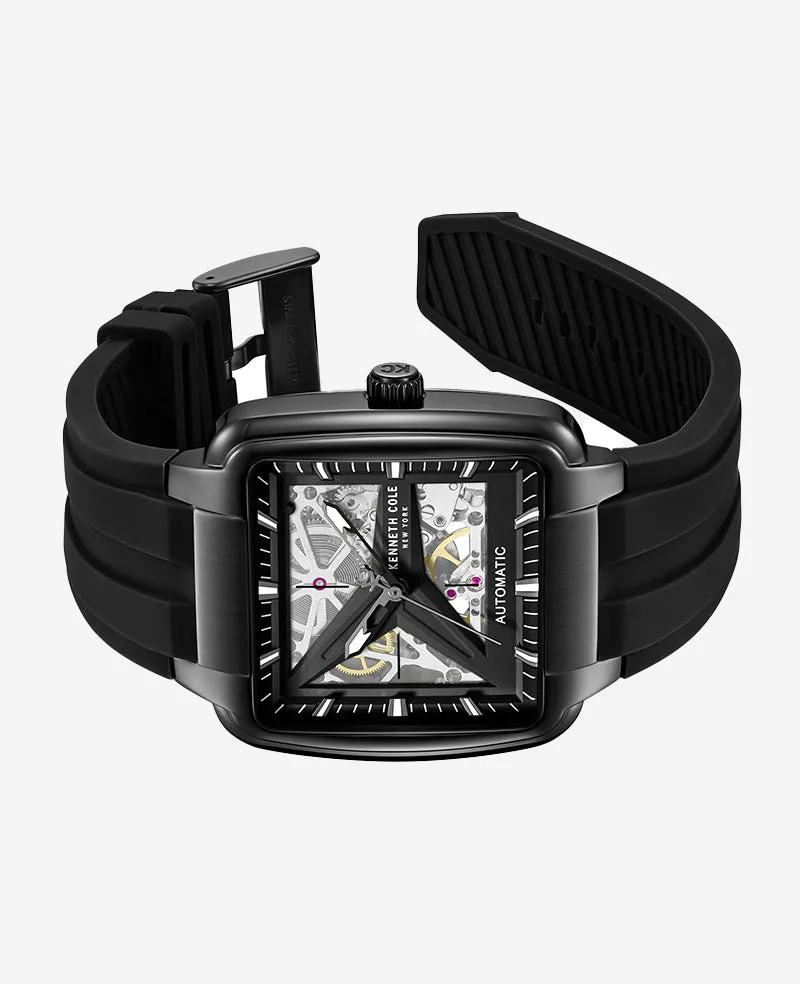 Skeleton Automatic Black Silicone Strap Watch sold by Kenneth Cole product image thumbnail 5