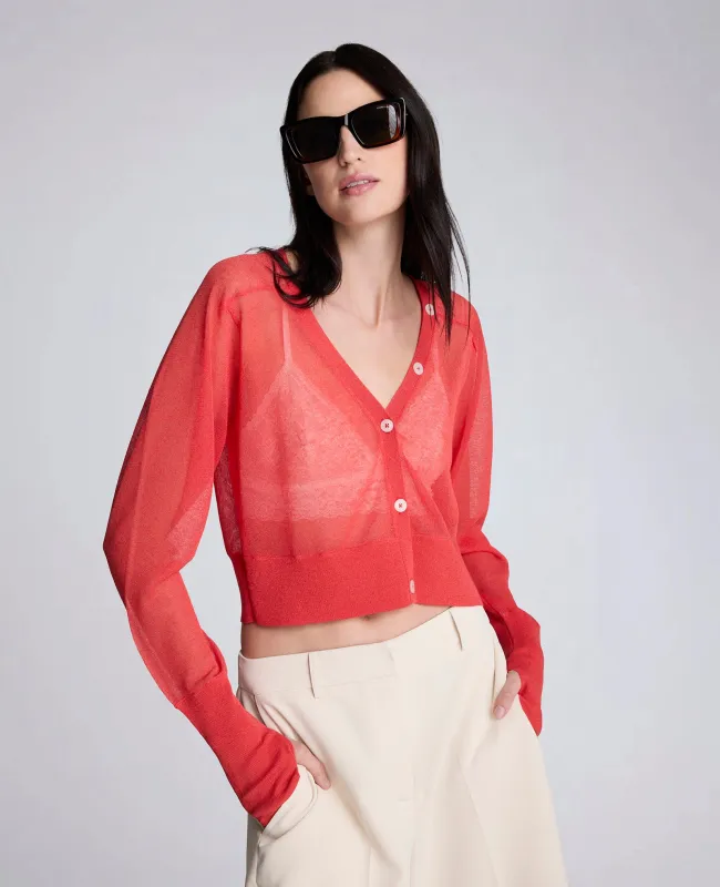 Sheer Cropped Cardigan with Saddle Shoulders sold by Kenneth Cole