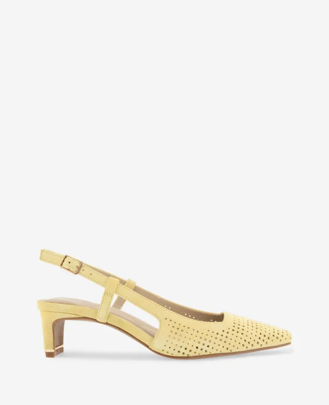 Marbella Perforated Suede Slingback Heel sold by Kenneth Cole