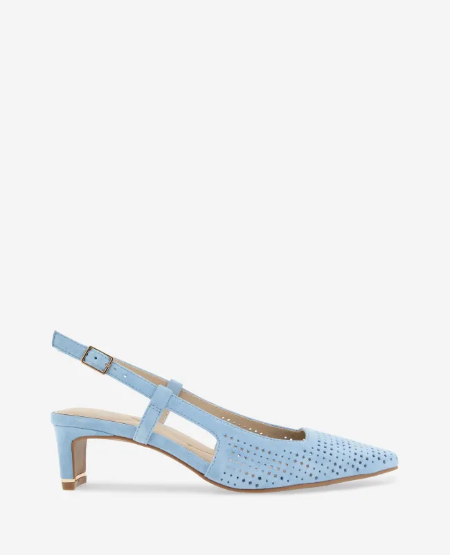 Marbella Perforated Suede Slingback Heel sold by Kenneth Cole