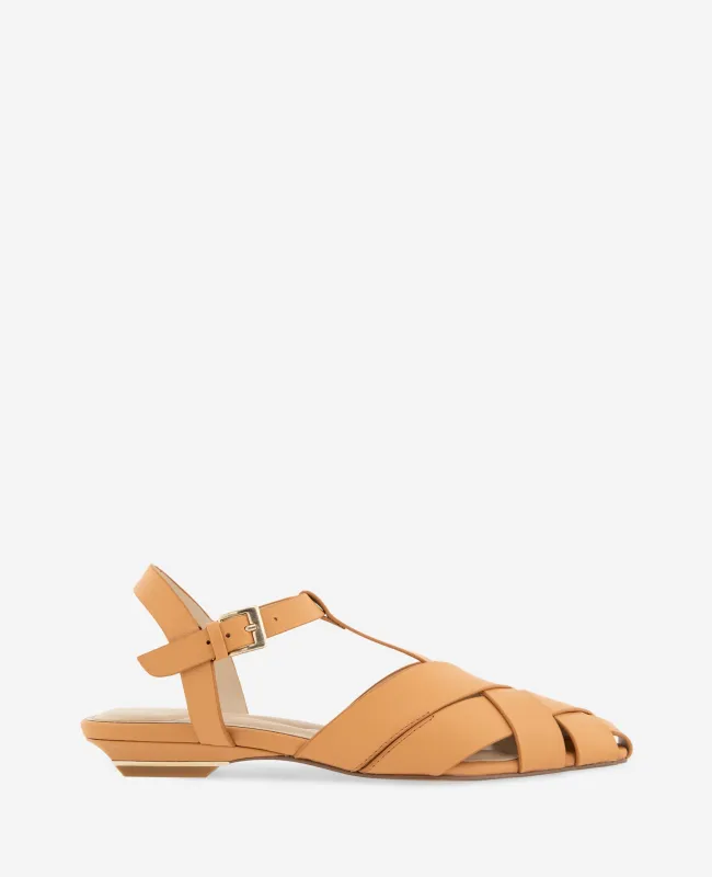 Bindy Woven Leather T-Strap Sandal sold by Kenneth Cole