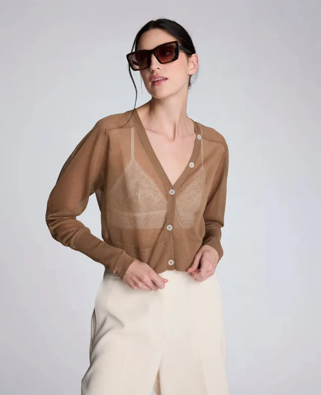 Sheer Cropped Cardigan with Saddle Shoulders sold by Kenneth Cole