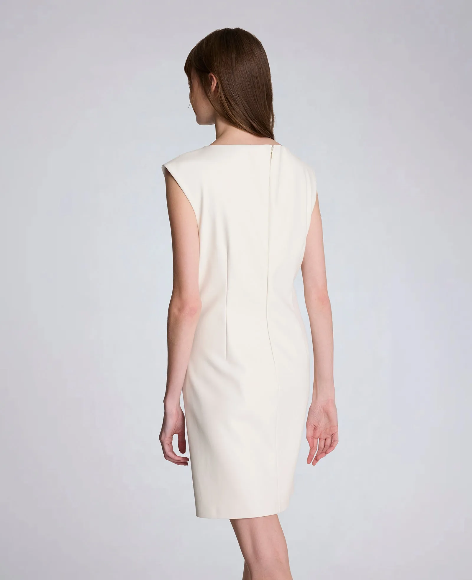 Vegan Leather Boatneck Rouched Waist Short Dress sold by Kenneth Cole product image thumbnail 2