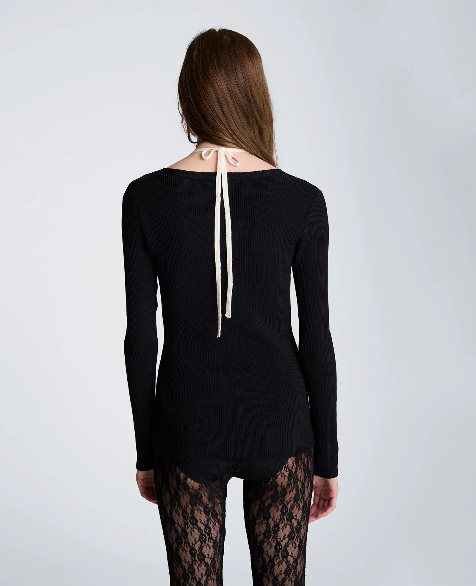 Ribbed Halter Button Front Sweater sold by Kenneth Cole product image thumbnail 3