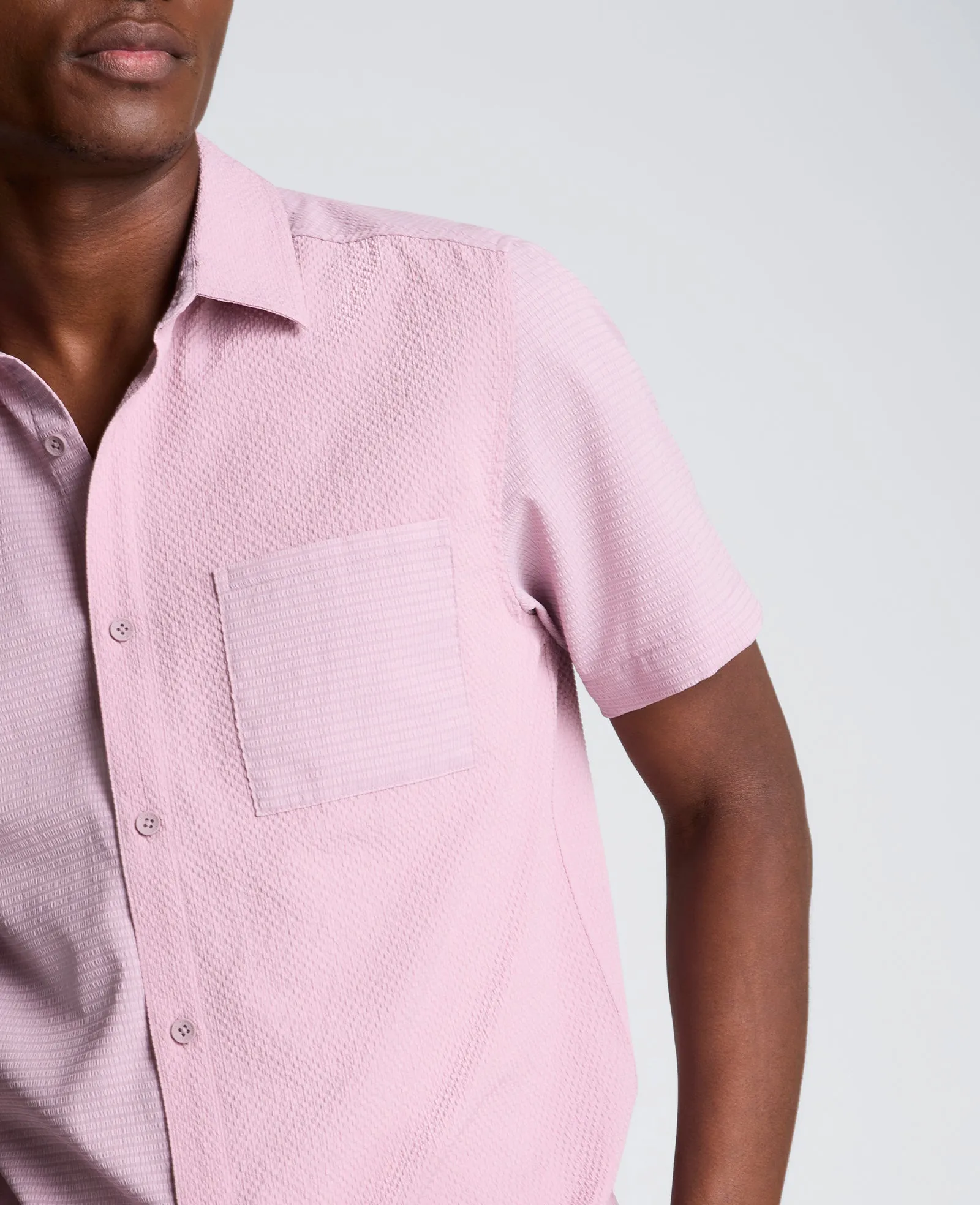 Slim Fit Short-Sleeve Mixed-Media Sport Shirt sold by Kenneth Cole product image thumbnail 4