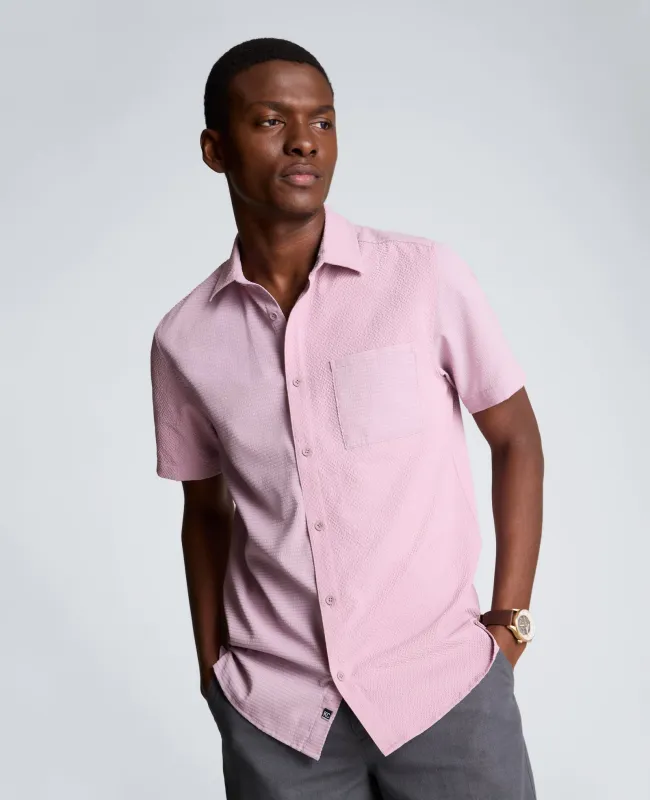Slim Fit Short-Sleeve Mixed-Media Sport Shirt sold by Kenneth Cole