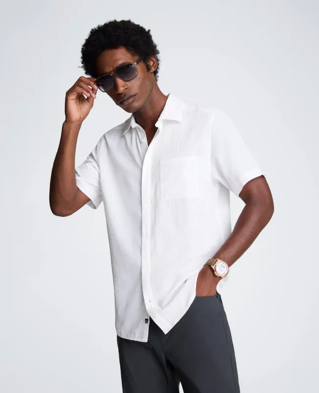 Slim Fit Short-Sleeve Mixed-Media Sport Shirt sold by Kenneth Cole
