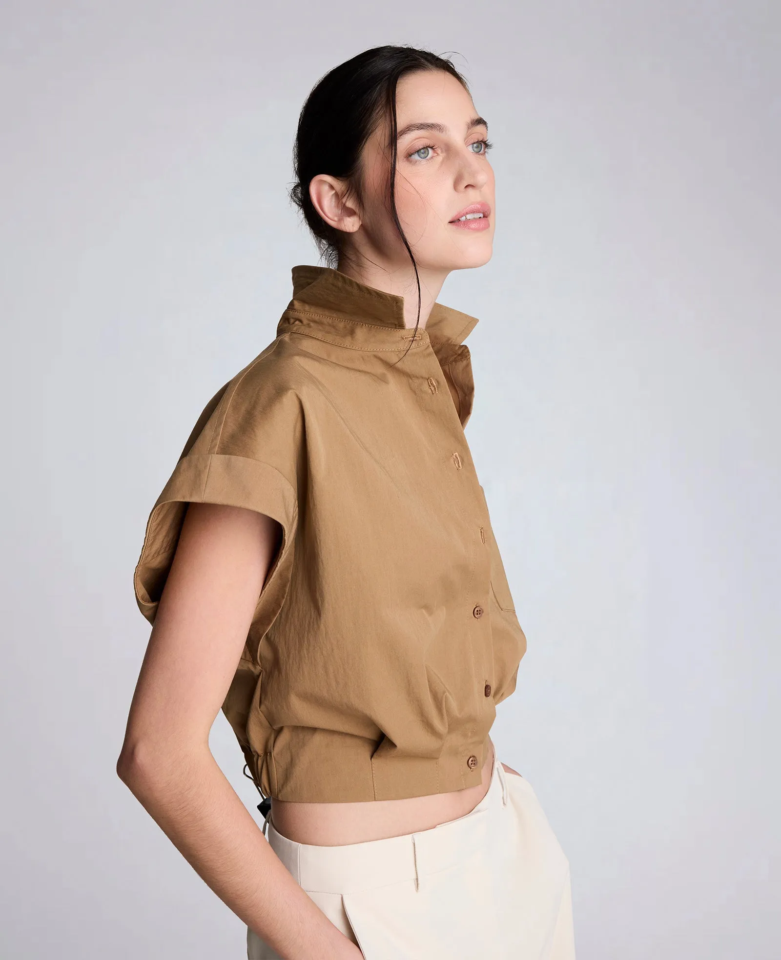 Poplin Cropped Short Sleeve Shirt sold by Kenneth Cole product image thumbnail 4