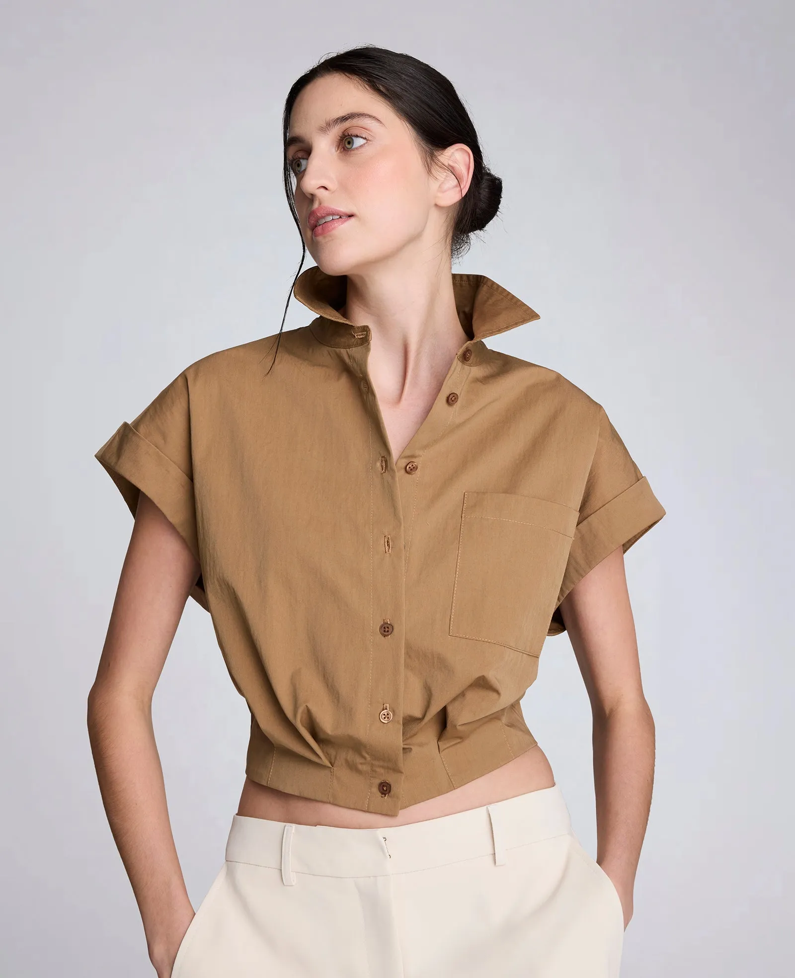 Poplin Cropped Short Sleeve Shirt sold by Kenneth Cole product image thumbnail 2