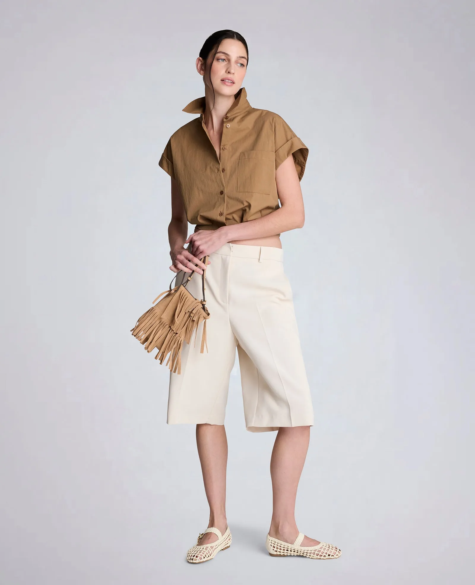 Poplin Cropped Short Sleeve Shirt sold by Kenneth Cole product image thumbnail 5