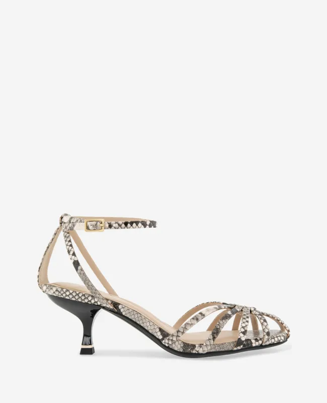 Genevieve Embossed Cage Toe Ankle Strap Heel made by Kenneth Cole