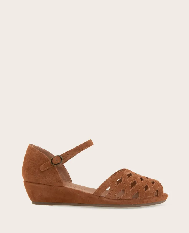 GENTLE SOULS - Loren Suede Perforated Peep-Toe Sandal sold by Kenneth Cole
