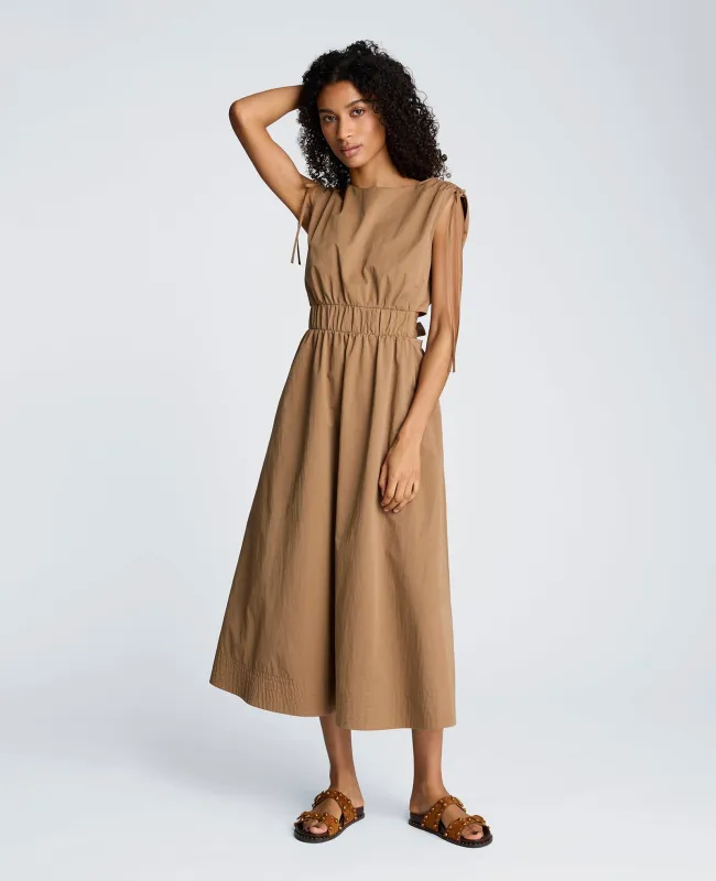 Ruched Waist Midi Dress with Tie Shoulder sold by Kenneth Cole