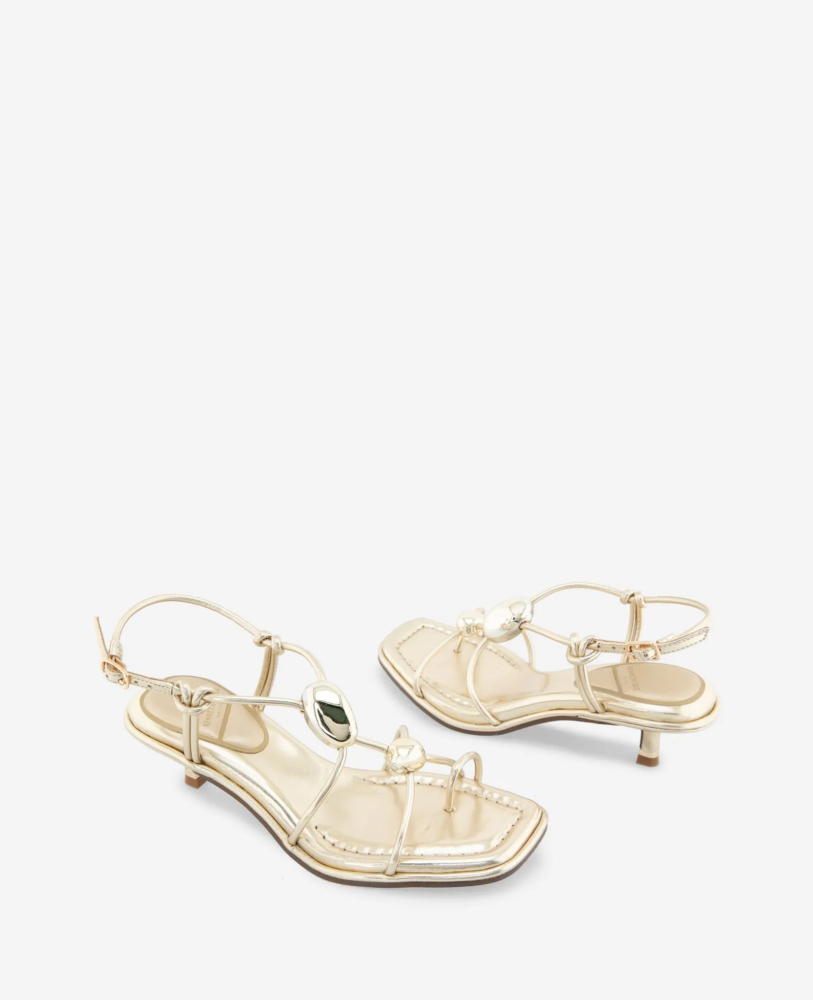 Gemma Embellished Strappy Metallic Leather Kitten Heel Sandal sold by Kenneth Cole product image thumbnail 2