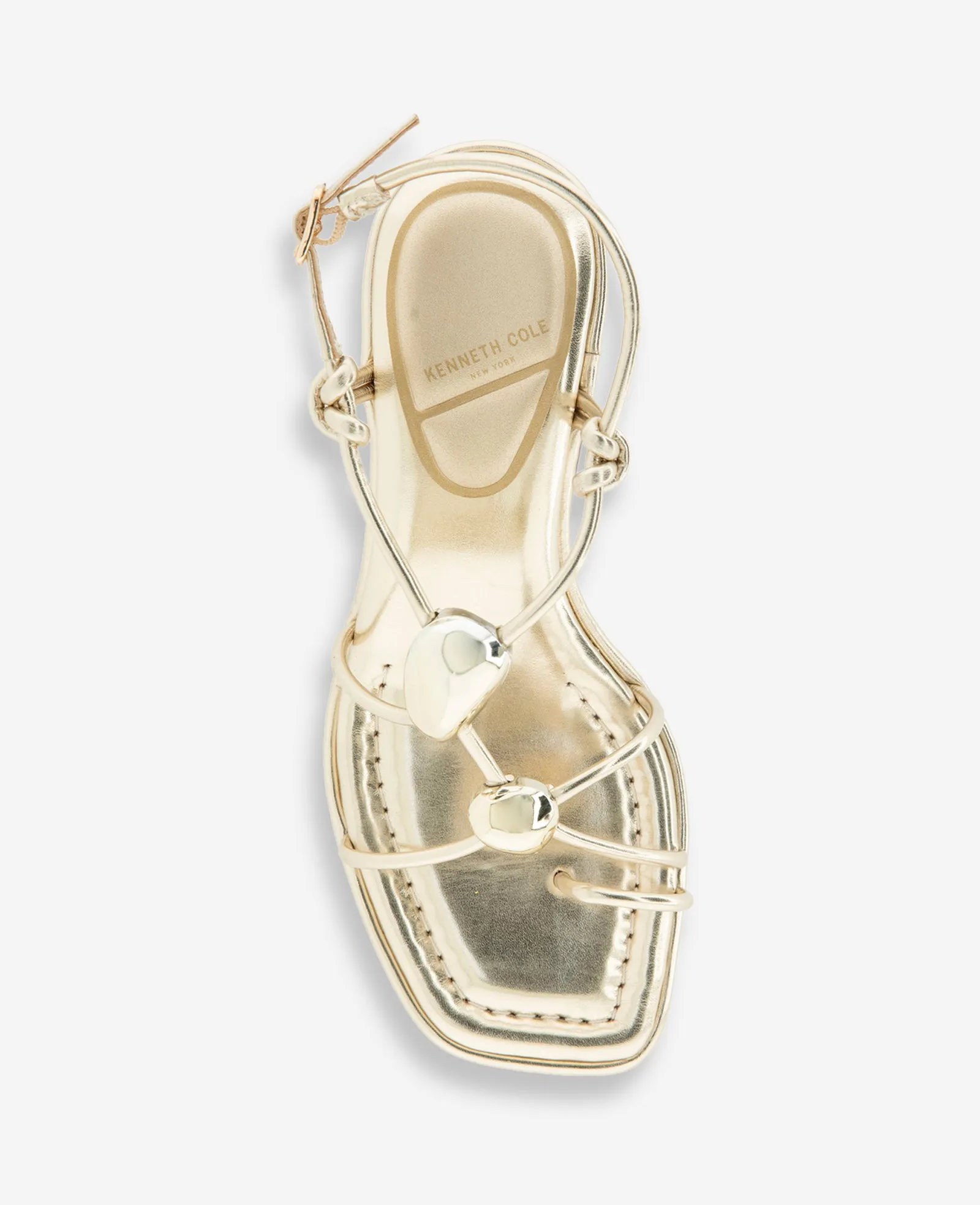 Gemma Embellished Strappy Metallic Leather Kitten Heel Sandal sold by Kenneth Cole product image thumbnail 3