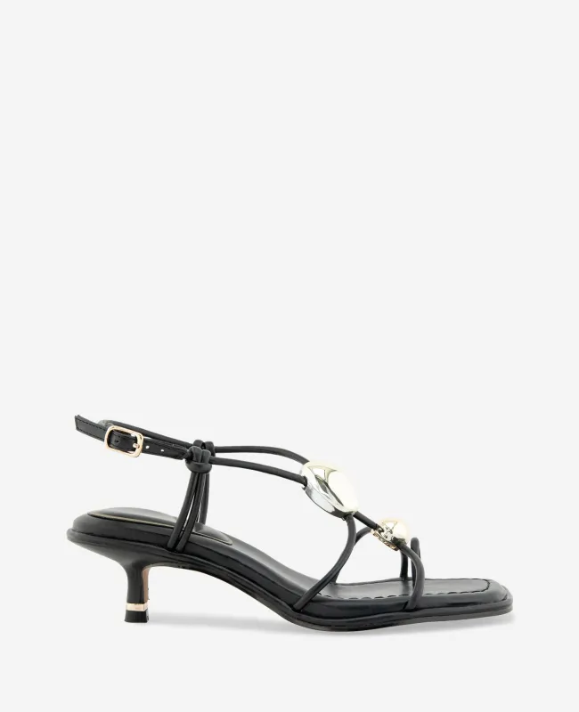 Gemma Embellished Strappy Leather Kitten Heel Sandal sold by Kenneth Cole