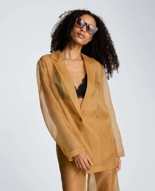 One Button Jacket with Notch Collar Organza made by Kenneth Cole