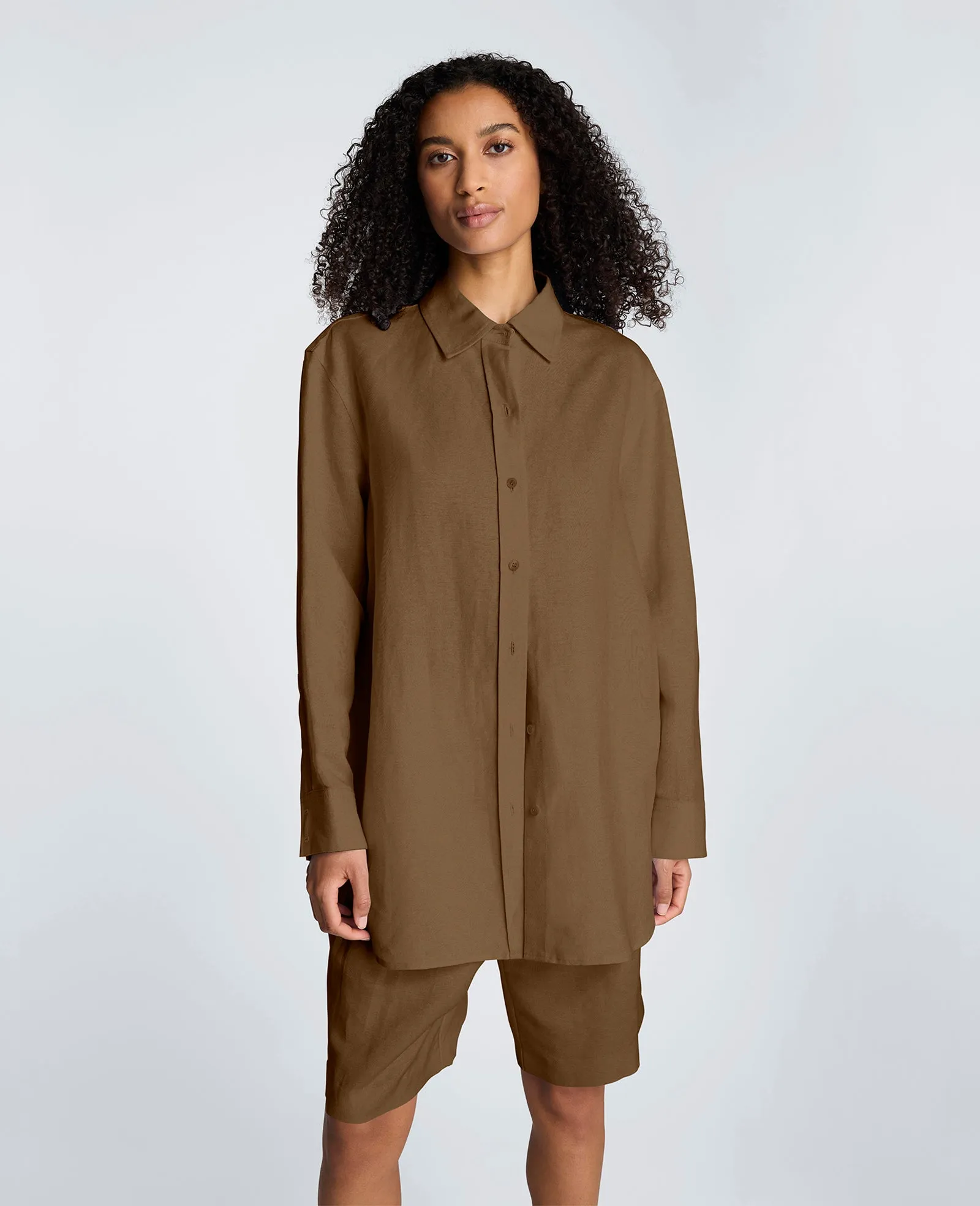 Drop Shoulder Button Front Boyfriend Shirt sold by Kenneth Cole product image thumbnail 2