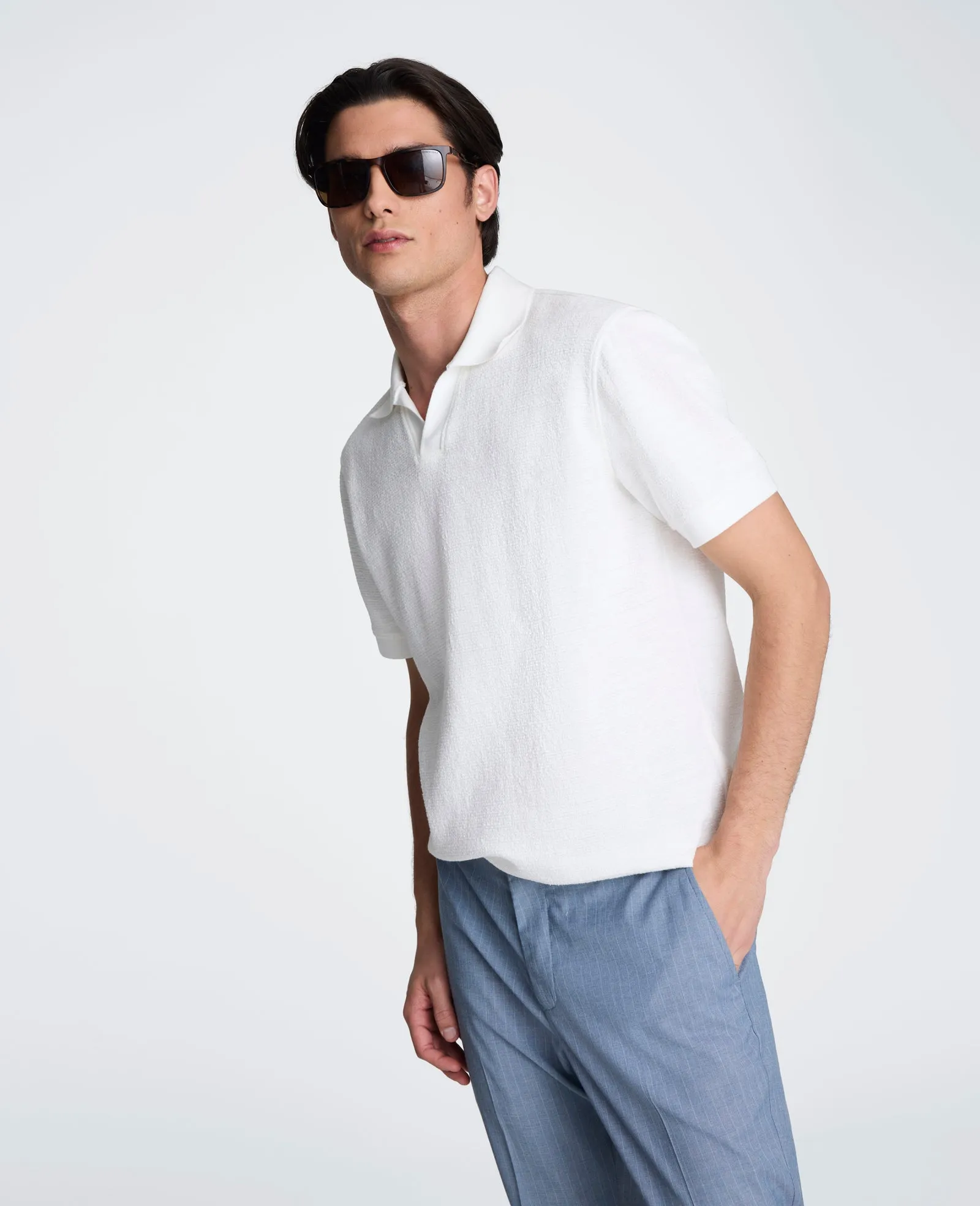 Short Sleeve Johnny Collar Polo with Ribbing sold by Kenneth Cole product image thumbnail 3