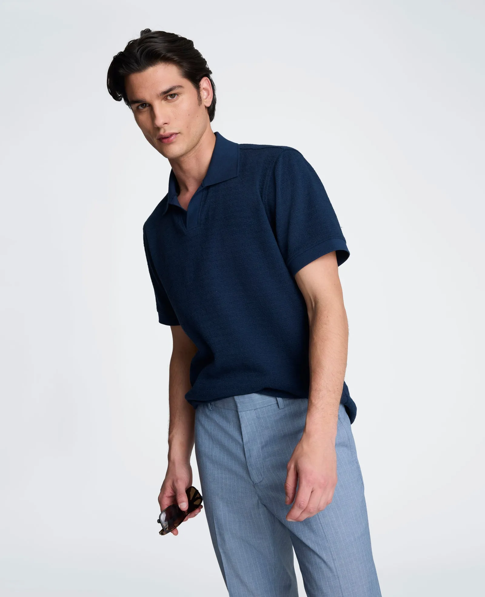 Short Sleeve Johnny Collar Polo with Ribbing sold by Kenneth Cole product image thumbnail 3