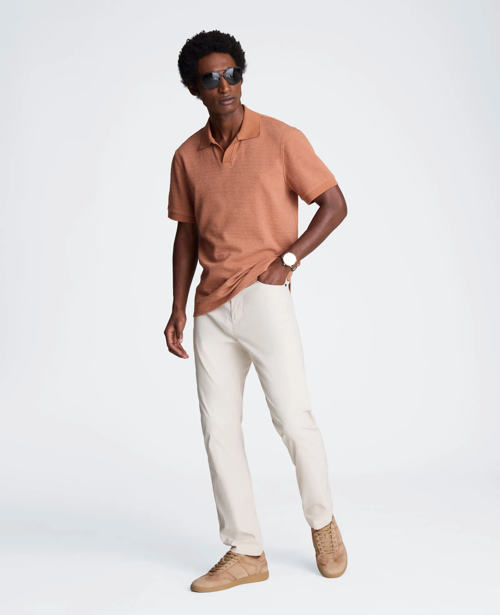 Short Sleeve Johnny Collar Polo with Ribbing sold by Kenneth Cole product image thumbnail 5