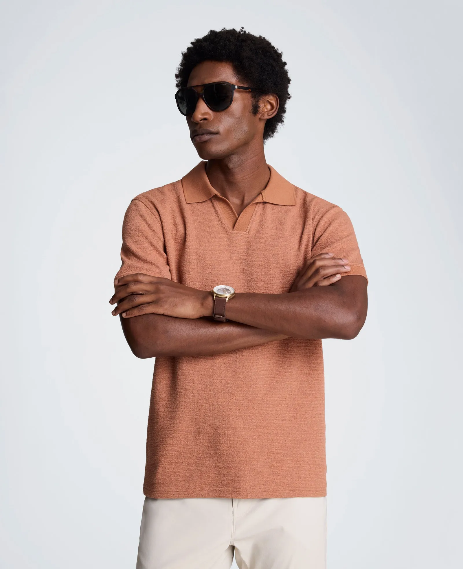 Short Sleeve Johnny Collar Polo with Ribbing sold by Kenneth Cole product image thumbnail 4
