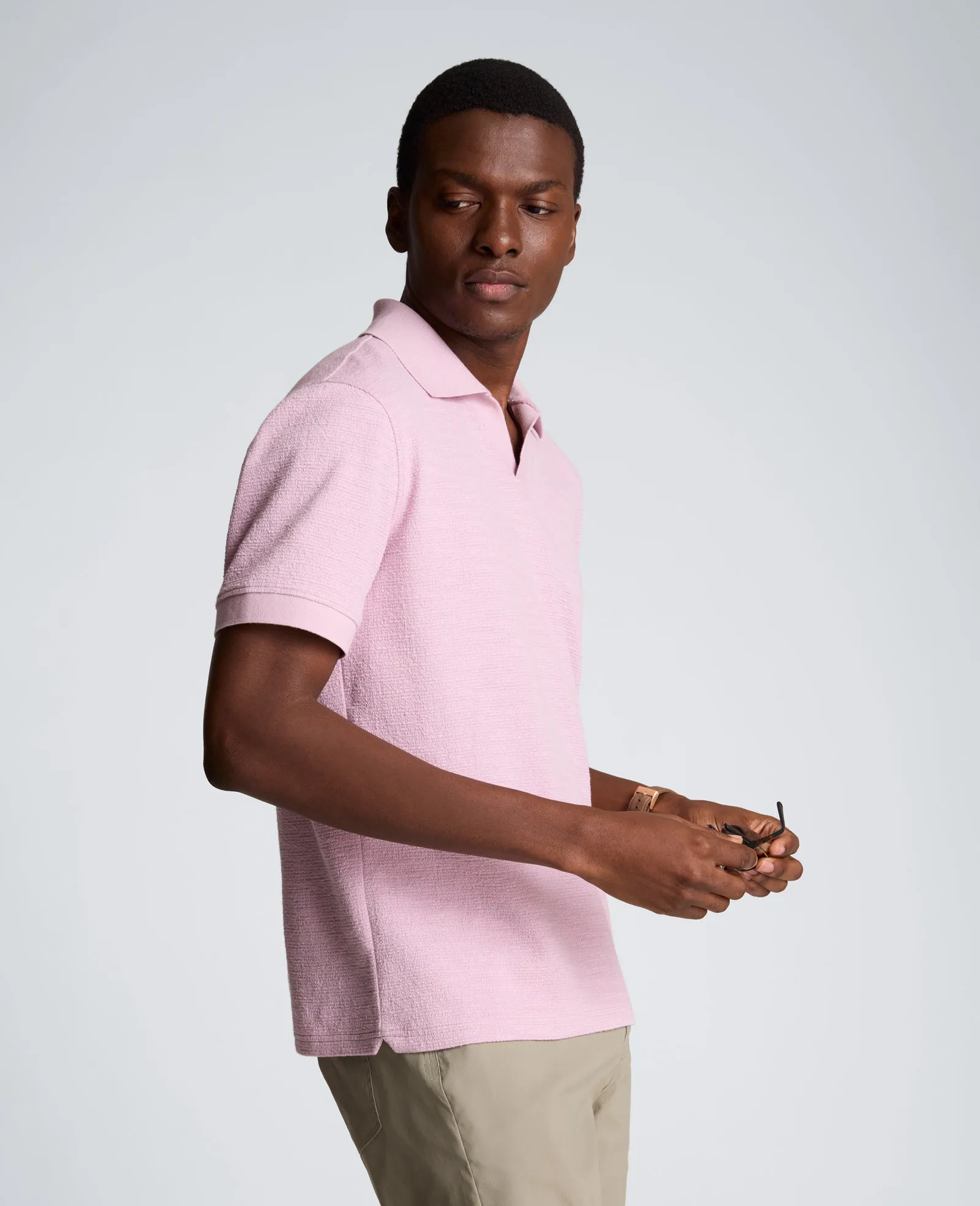 Short Sleeve Johnny Collar Polo with Ribbing sold by Kenneth Cole product image thumbnail 3