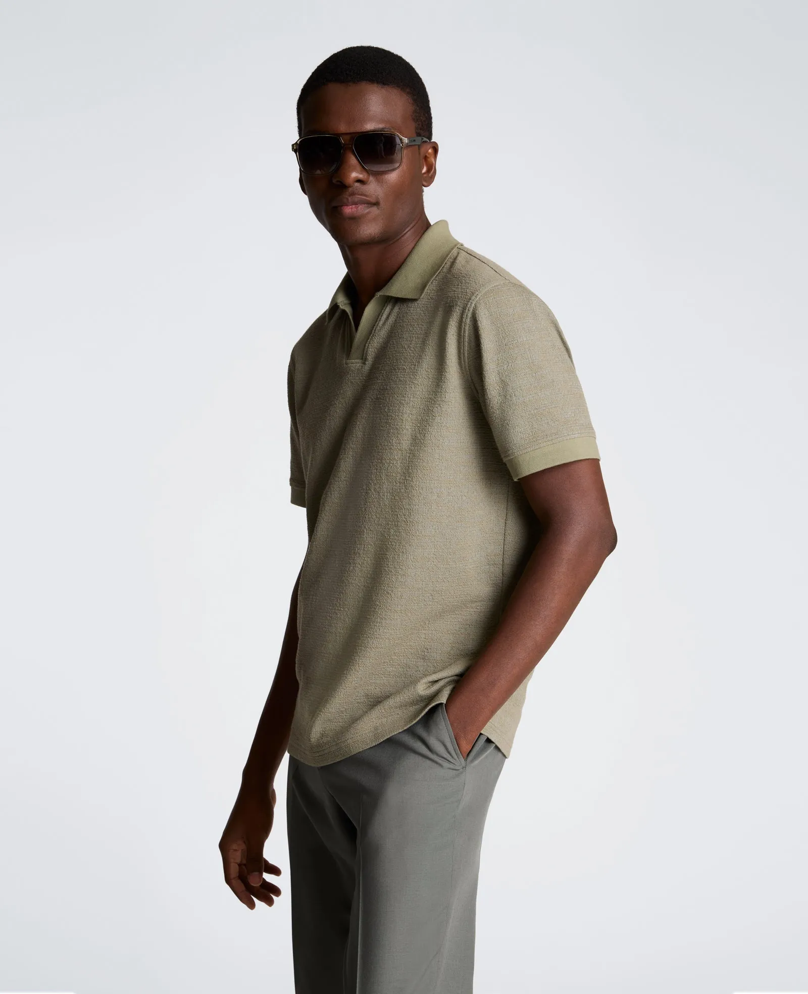 Short Sleeve Johnny Collar Polo with Ribbing sold by Kenneth Cole product image thumbnail 5
