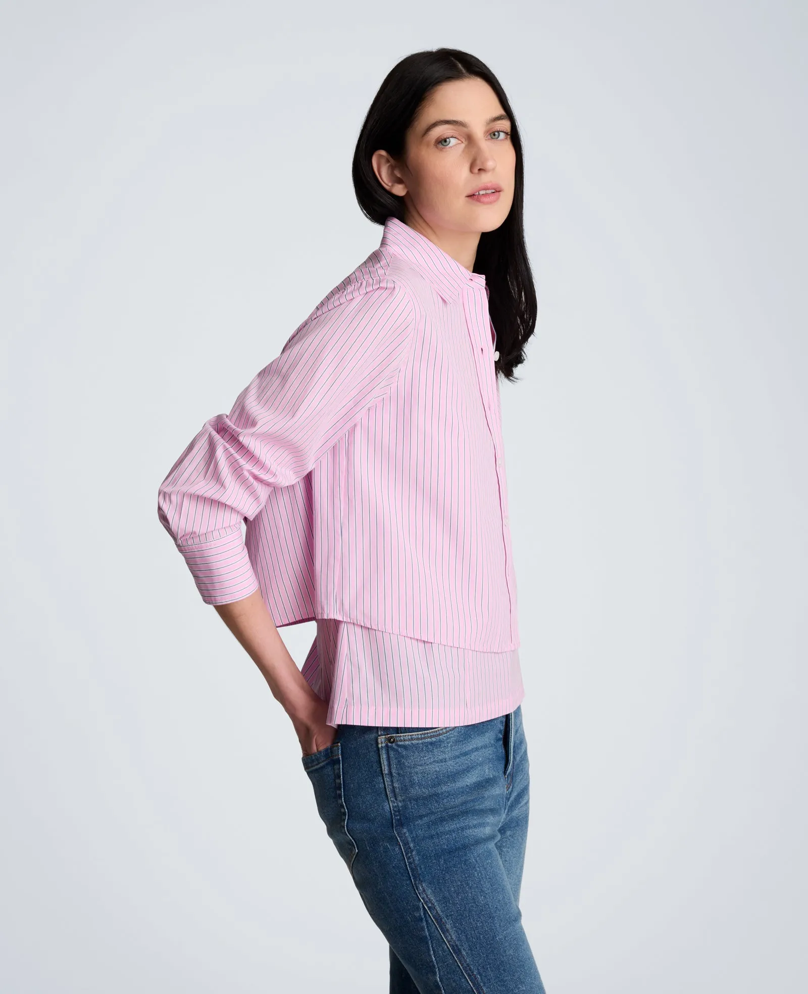 Cropped Long Sleeve Button Front Shirt sold by Kenneth Cole product image thumbnail 5