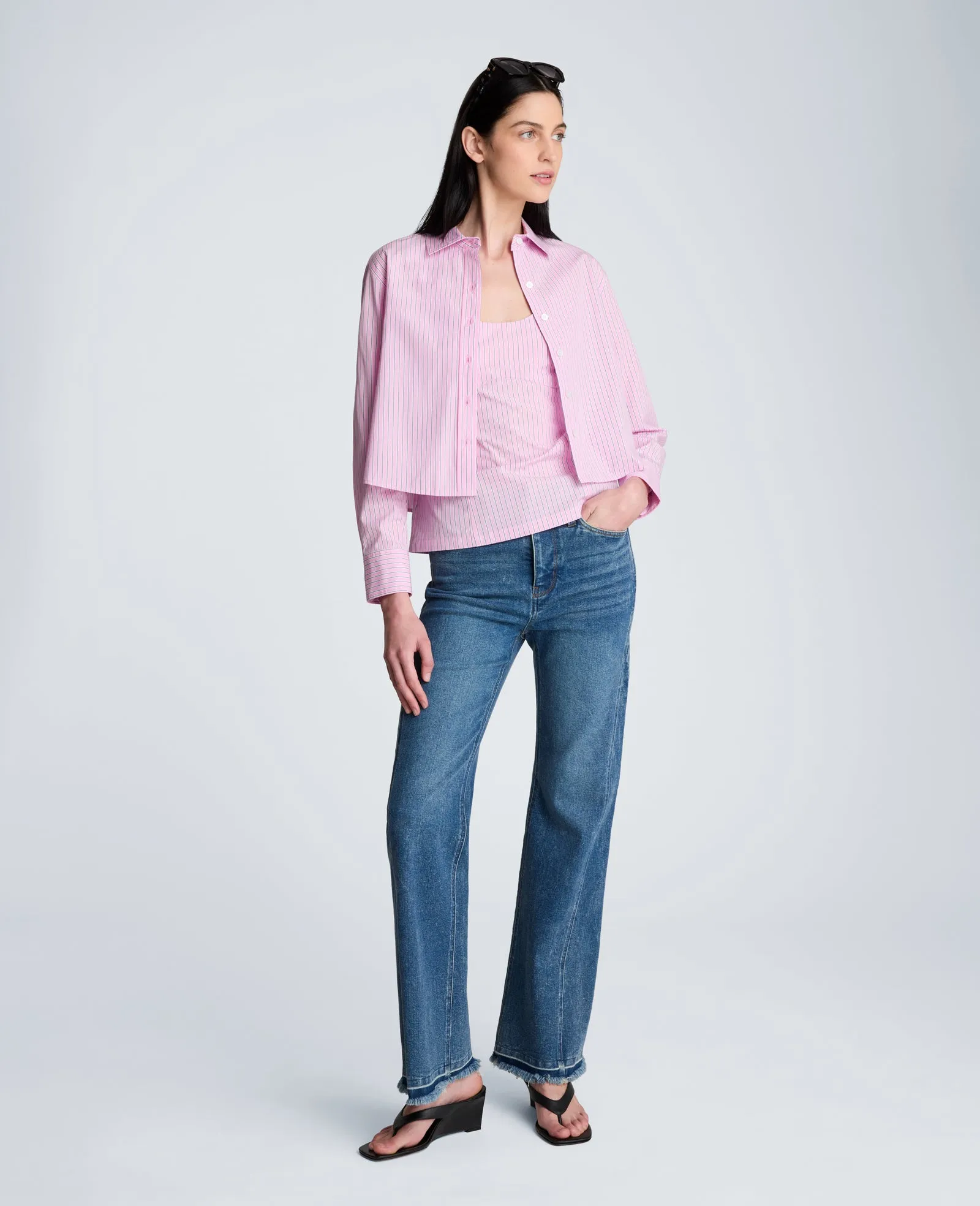 Cropped Long Sleeve Button Front Shirt sold by Kenneth Cole product image thumbnail 4