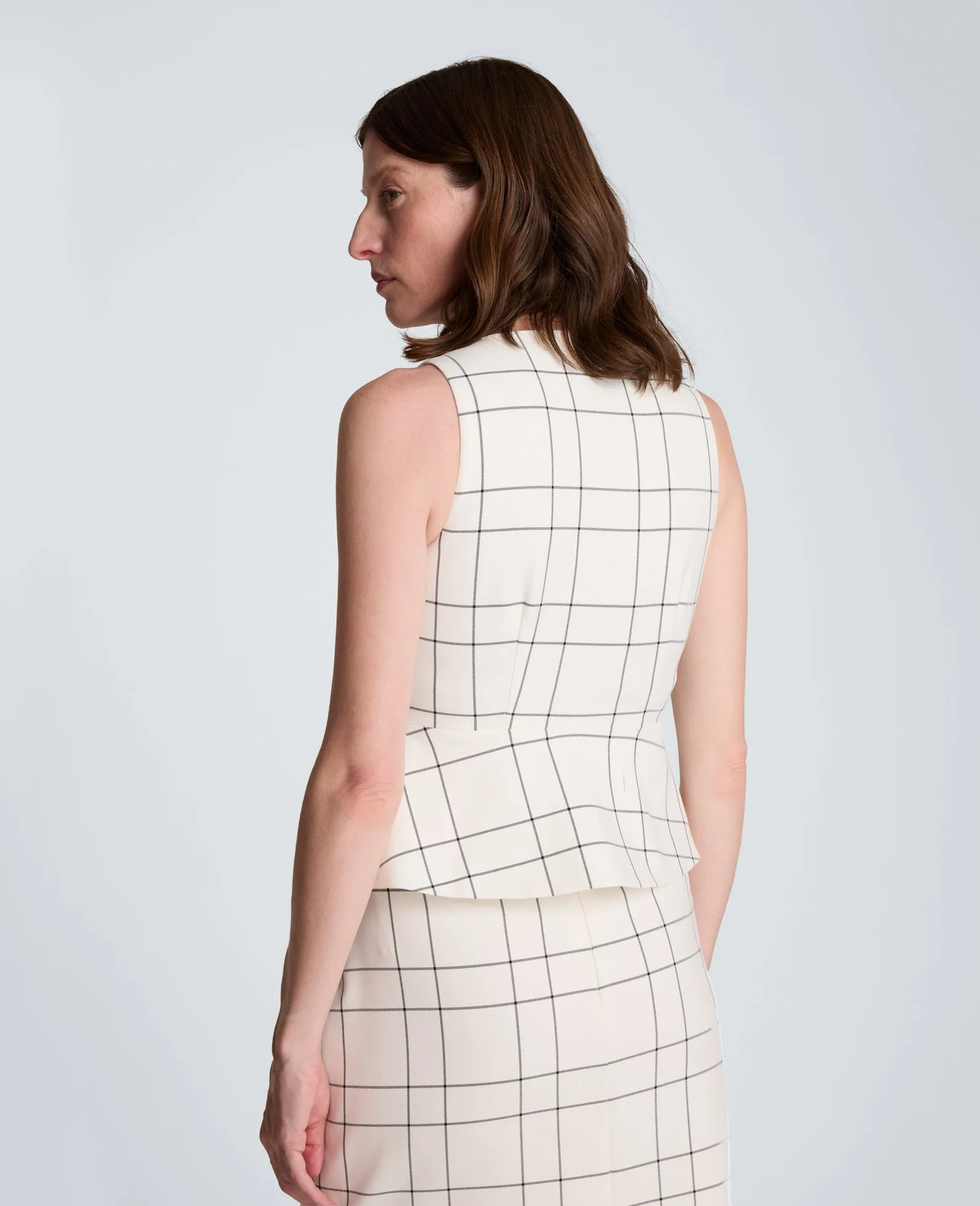 Plaid Curved Four Button Peplum Vest sold by Kenneth Cole product image thumbnail 2