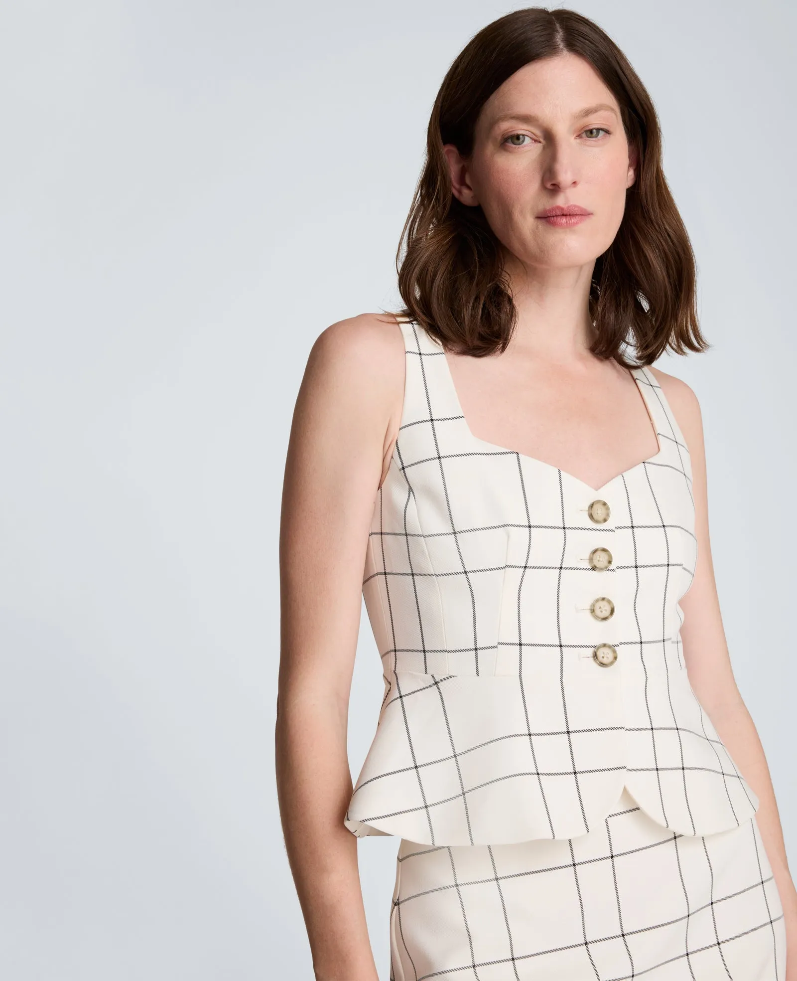 Plaid Curved Four Button Peplum Vest sold by Kenneth Cole product image thumbnail 4