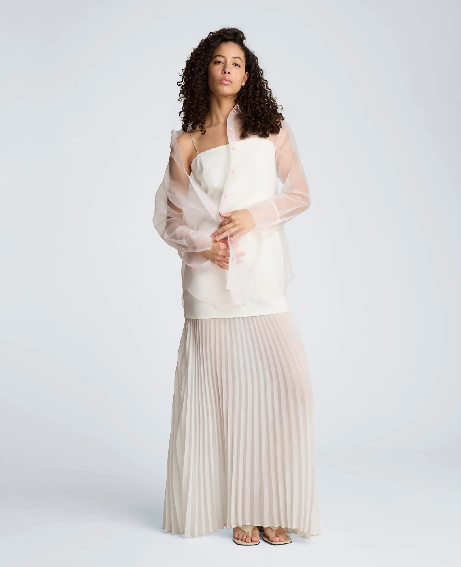 Luxe Twill Pleated Chiffon Midi Dress sold by Kenneth Cole product image thumbnail 4