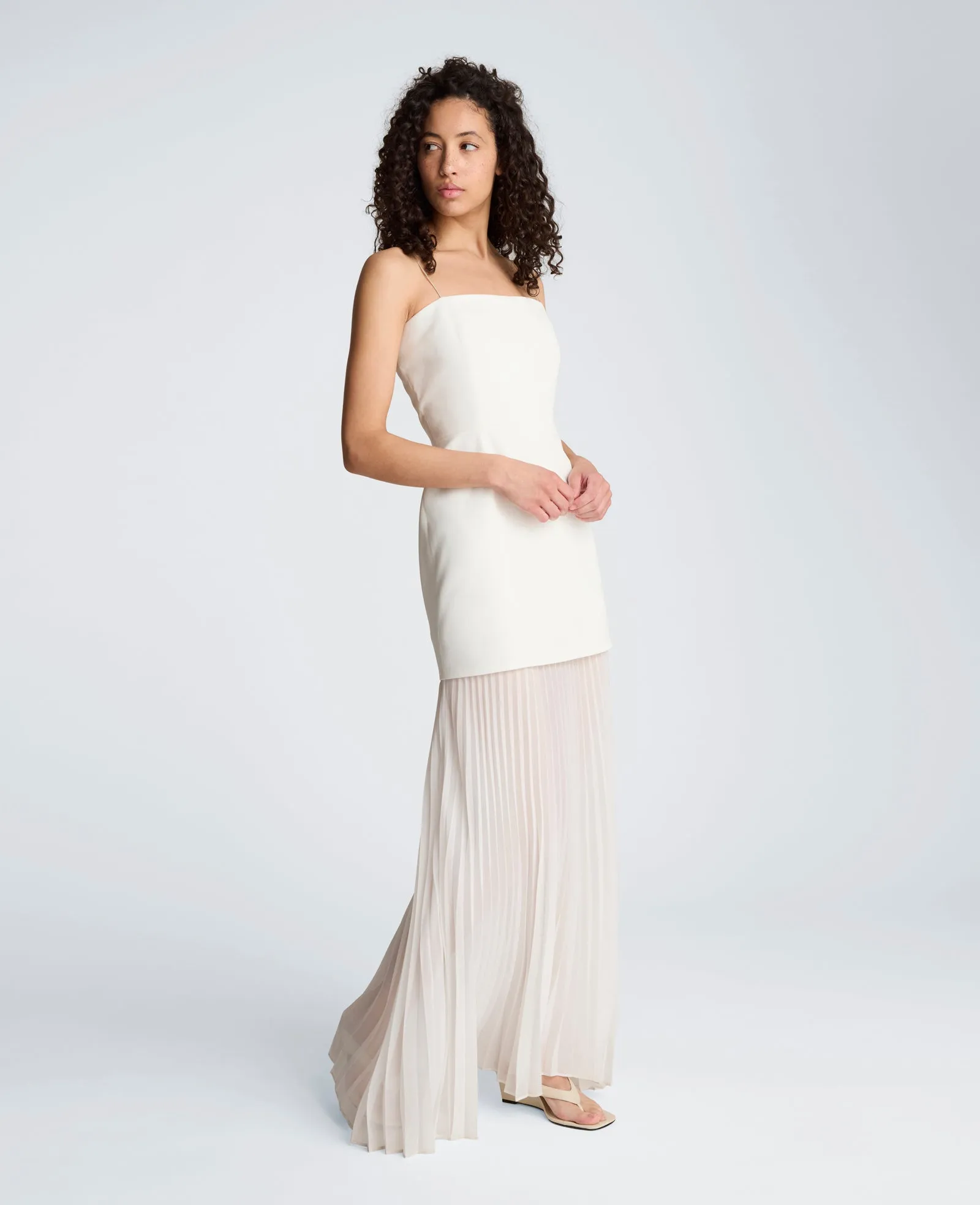 Luxe Twill Pleated Chiffon Midi Dress sold by Kenneth Cole product image thumbnail 5