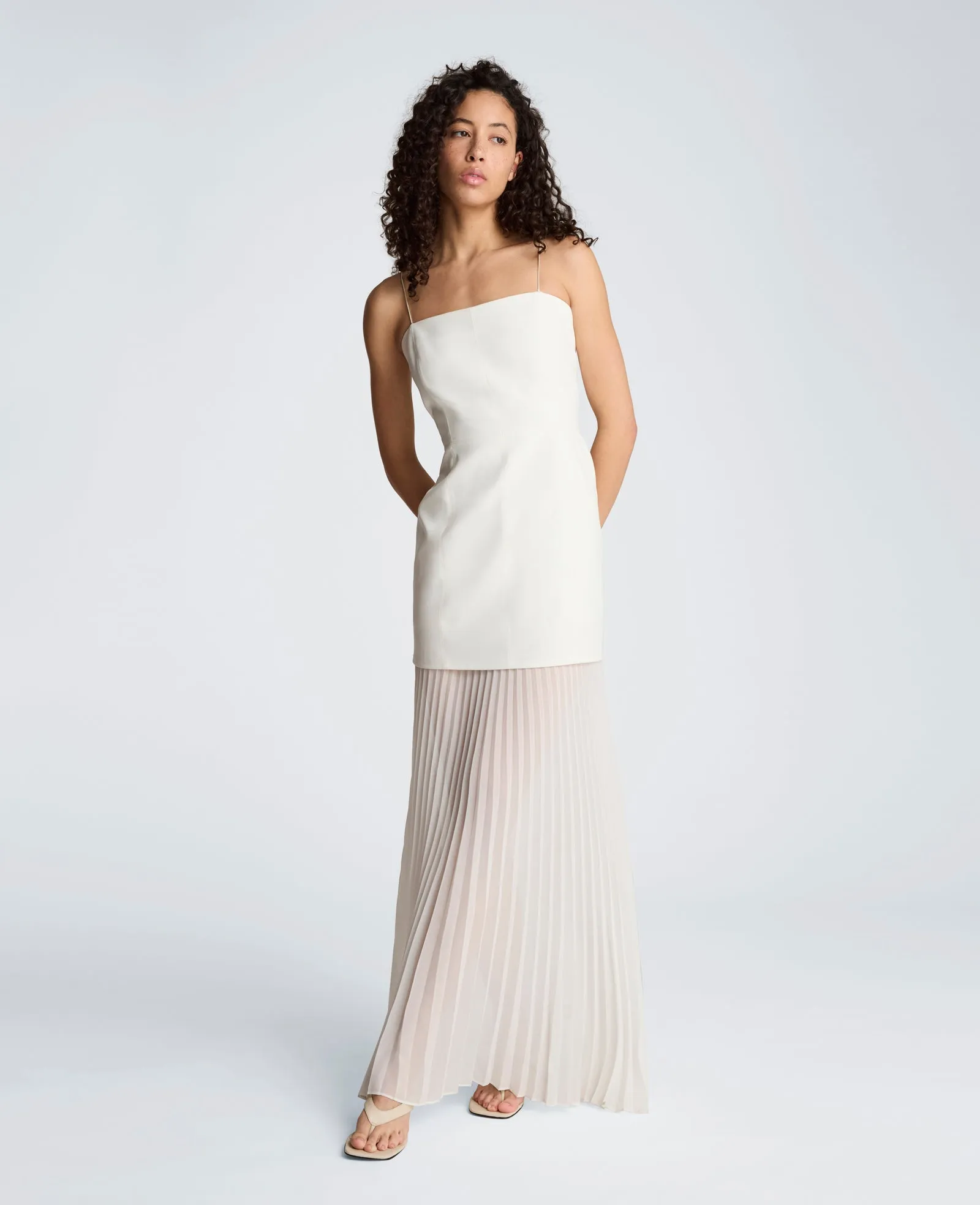 Luxe Twill Pleated Chiffon Midi Dress sold by Kenneth Cole
