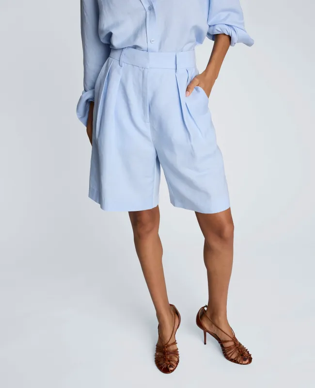 Fly Front High Rise Pleated Bermuda Short made by Kenneth Cole