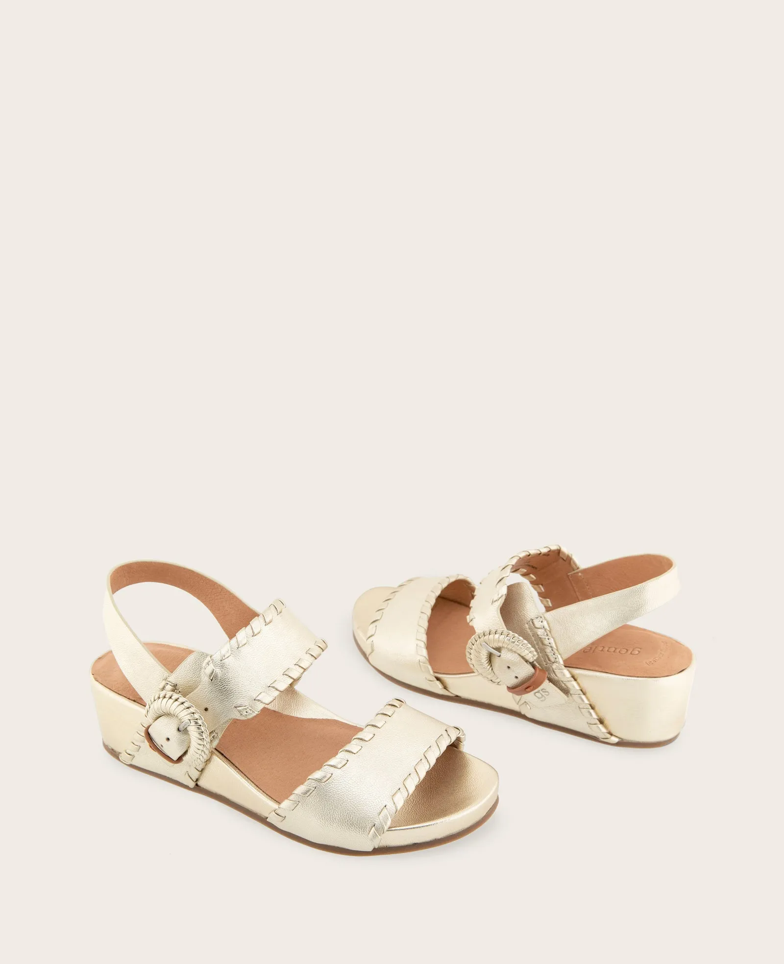 GENTLE SOULS - Gayle Metallic Two Band Whip Stitch Wedge Sandal sold by Kenneth Cole product image thumbnail 2