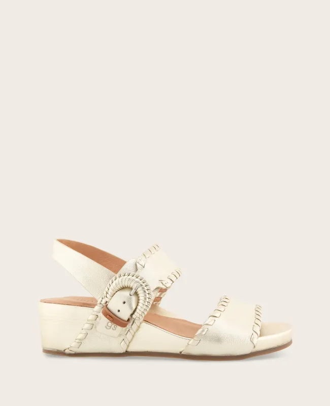 GENTLE SOULS - Gayle Metallic Two Band Whip Stitch Wedge Sandal sold by Kenneth Cole