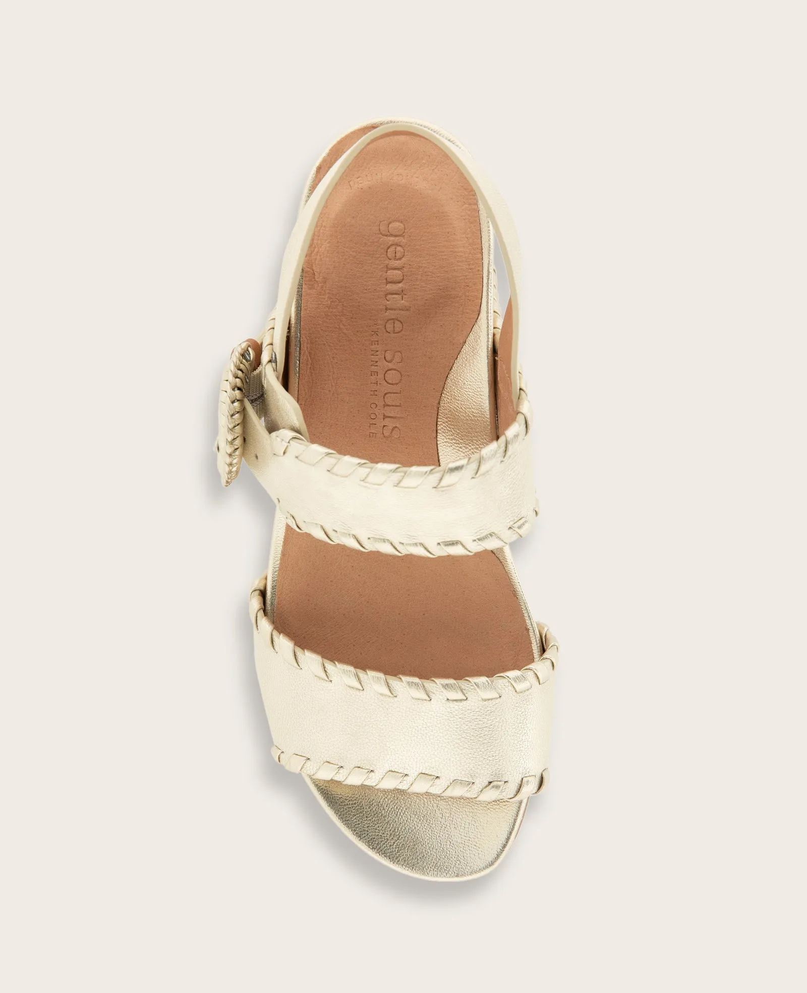 GENTLE SOULS - Gayle Metallic Two Band Whip Stitch Wedge Sandal sold by Kenneth Cole product image thumbnail 3