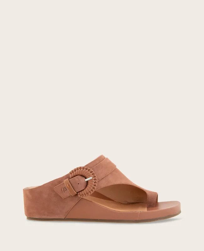 GENTLE SOULS - Galina Suede Toe Ring Buckle Wedge Sandal sold by Kenneth Cole