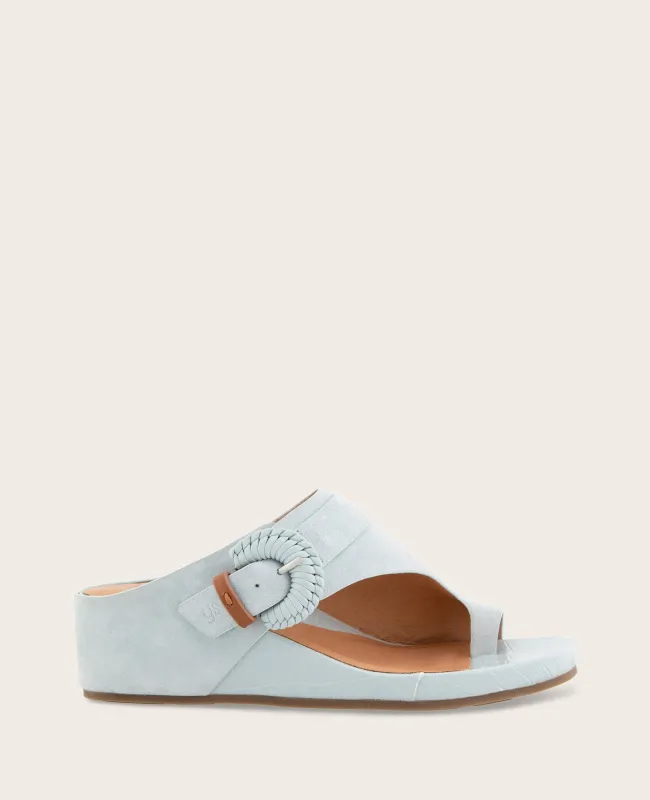 GENTLE SOULS - Galina Suede Toe Ring Buckle Wedge Sandal sold by Kenneth Cole