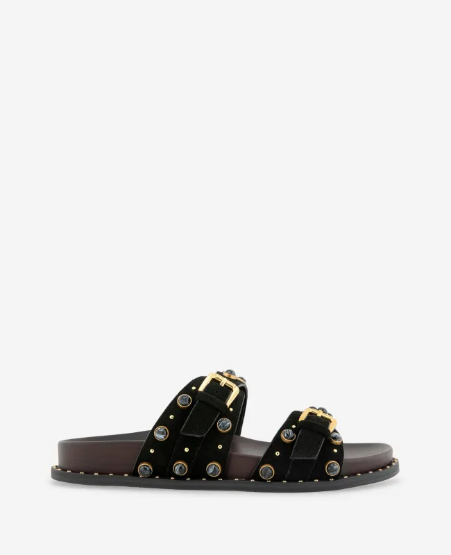 Deardra Leather Double Buckle Band Slide made by Kenneth Cole